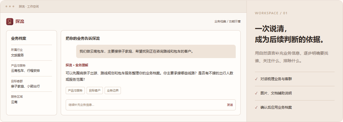 探流的对应产品界面